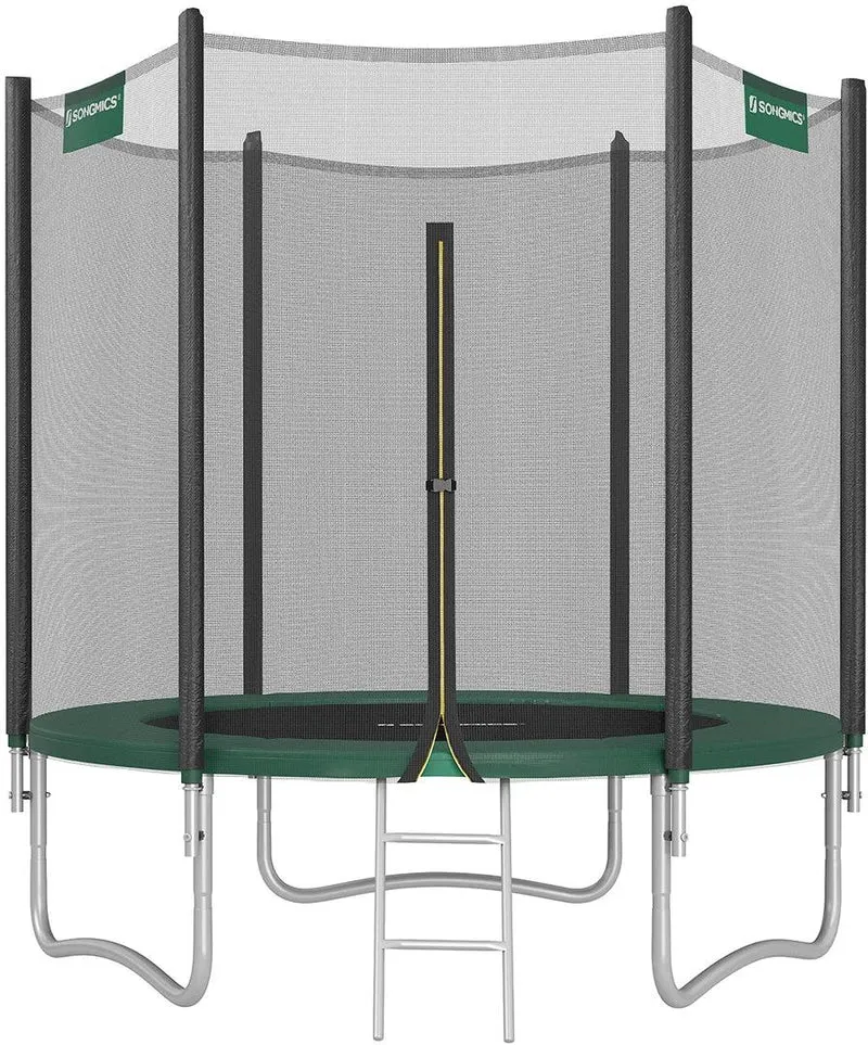 Trampoline extérieur rond avec filet de sécurité et coussins de protection 183 x 50 cm usage jardin ambiance ludique en PVC noir 12_0010677