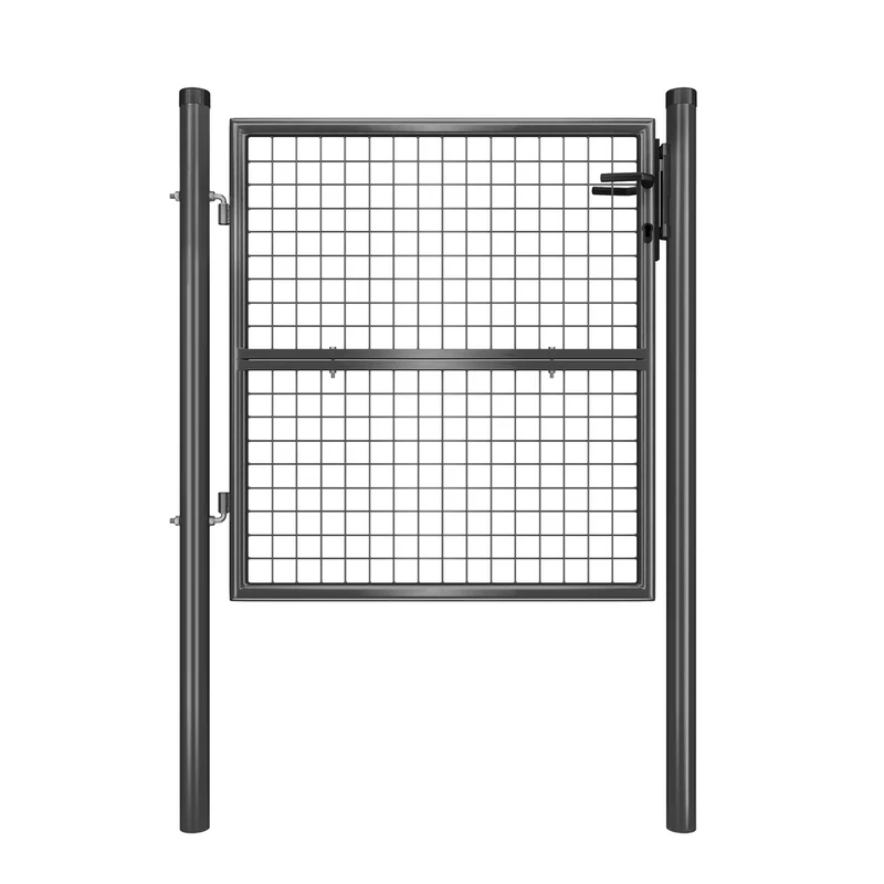 Portillon de jardin grillagé sécurisé avec serrure 87 x 90 cm style contemporain en acier galvanisé gris 12_0008589