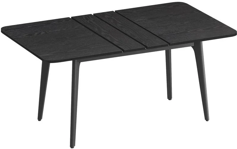 Table de salle à manger extensible moderne 85 x 140/160/180 x 76,2 cm design épuré en aggloméré noir 12_0012526