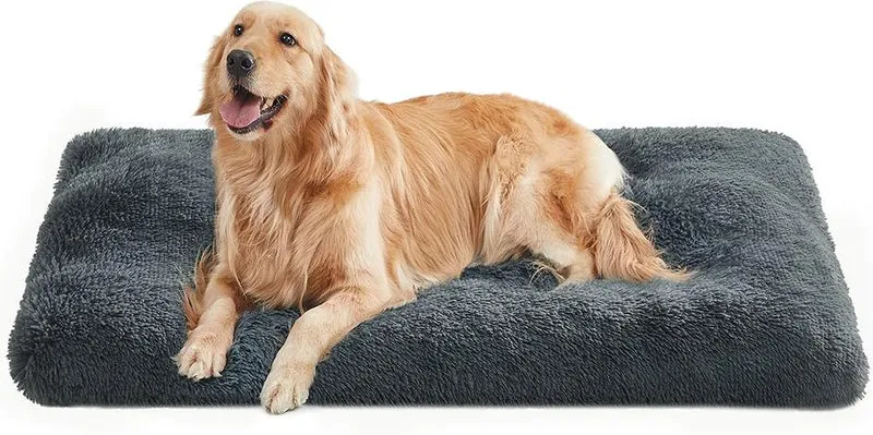 Panier pour chien moelleux lavable 122 x 74 cm épaisseur 10 cm style contemporain en tissu peluche gris foncé 12_0010442