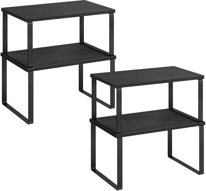Lot de 4 étagères de rangement extensibles cuisine 19,5 x 29,7 x 15,8 cm en métal noir 12_0011191