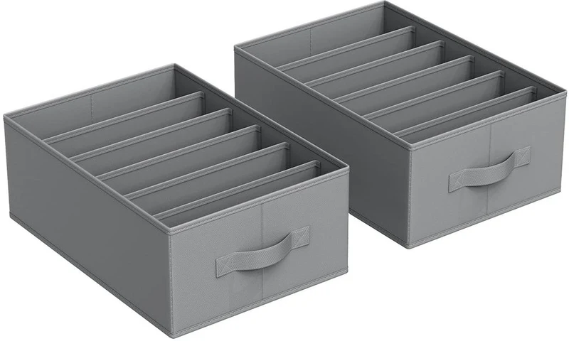 Lot de 4 organisateurs à 6 compartiments rangement vêtements 42 x 30 x 17 cm en tissu non-tissé gris tourterelle 12_0011017