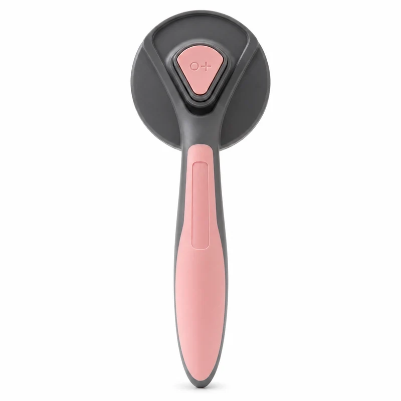 Brosse de toilettage avec bouton en acier inoxydable pour chat