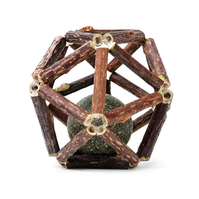 Jouet de bâtonnets en bois avec boule de cataire pour chat
