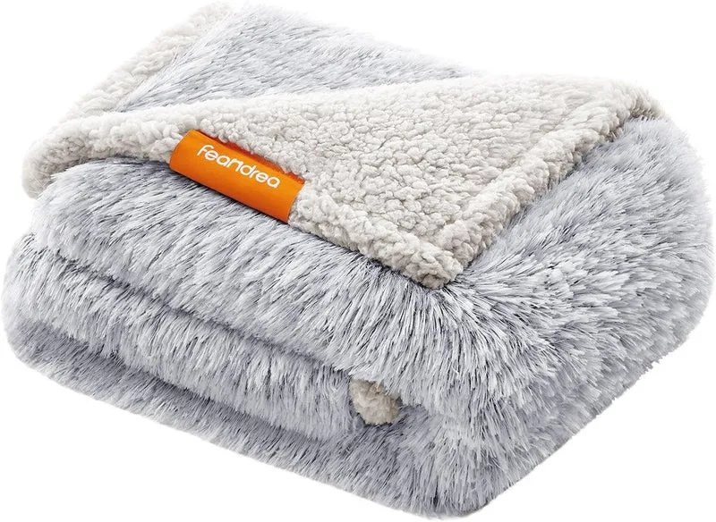 Couverture chien réversible protection canapé 102 x 73 cm confort doux style moderne en peluche gris ombré 12_0011208