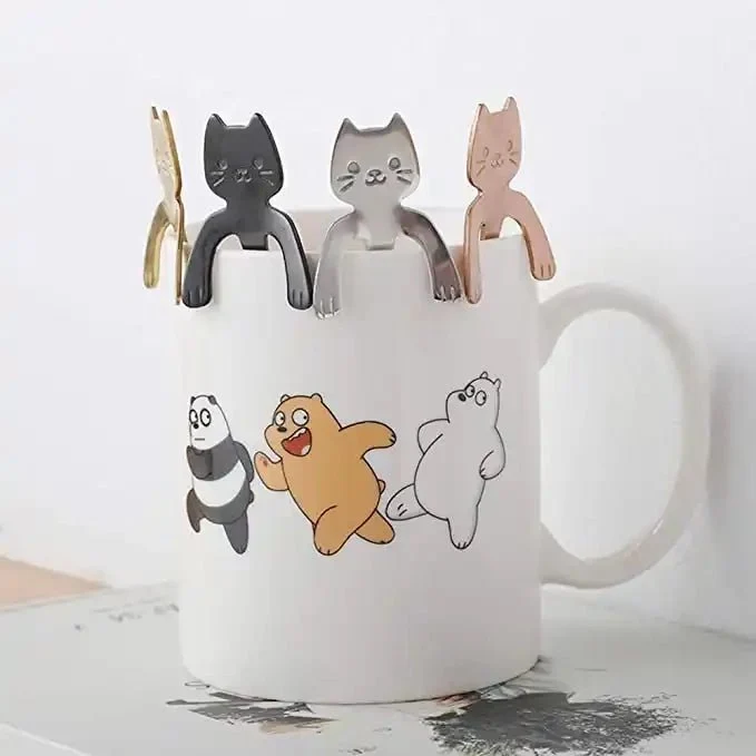 Un miaou dans la tasse 🐱 – Cuillère chat argent ou or rose