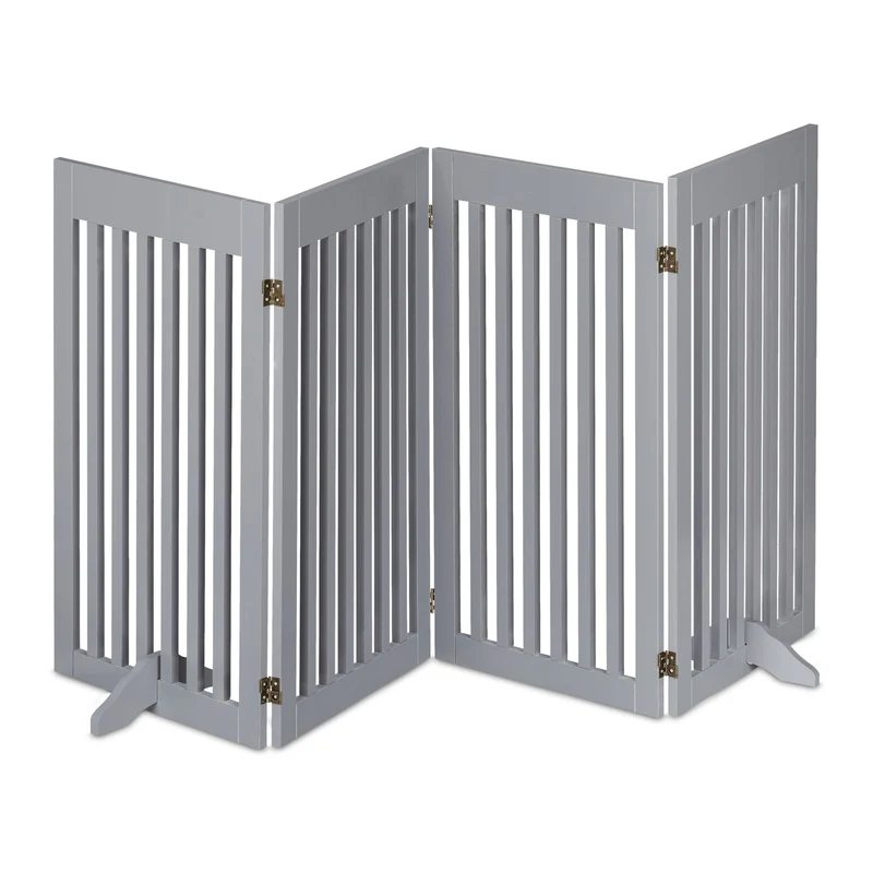 Barrière de sécurité extensible pour animaux 92 x 51 x 2 cm protection escaliers cheminée en MDF gris 13_0010899
