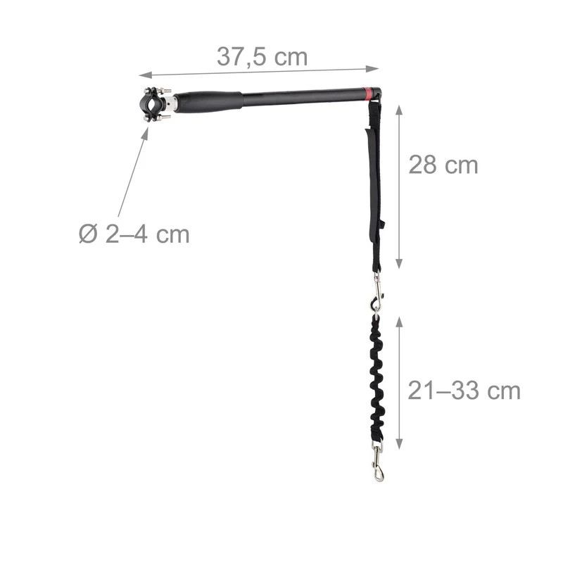 Laisse de vélo pour chien avec barre de guidage ajustable 30 x 10 x 10 cm en acier noir 13_0017011