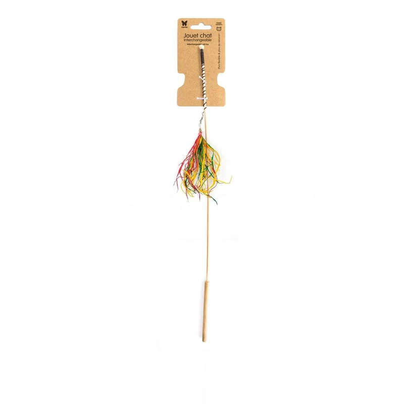 Canne à pêche Maïs pour chat – bambou naturel & jouet détachable en soie de maïs