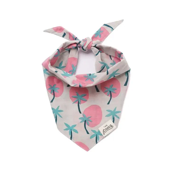 Bandana pour chien en coton – Motif Soleil & Palmier