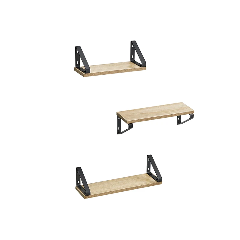 Lot de 3 étagères flottantes style industriel pour salon salle de bain 12 x 40 x 11 cm en aggloméré chêne