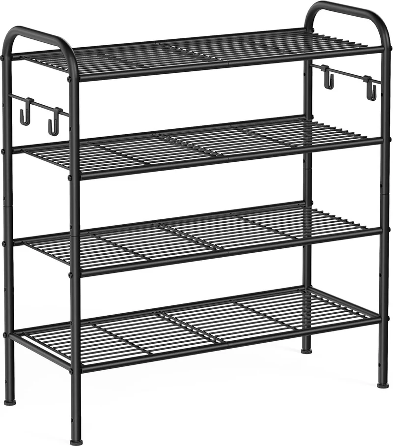 Étagère à chaussures réglable 28 x 68 x 70 cm capacité 44 kg style moderne en acier noir d’encre 12_0012587