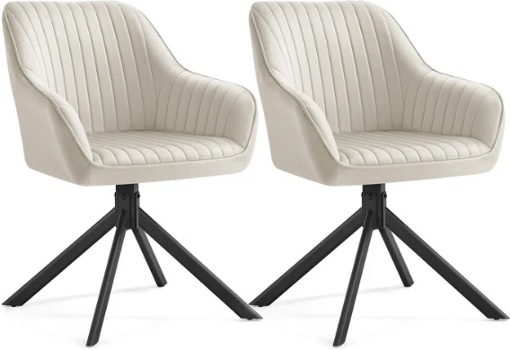 Lot de 2 chaise de salle à manger pivotante rembourrée 58 x 60 x 81,5 cm confort assise ergonomique style contemporain en velours marron caramel 12_0012229