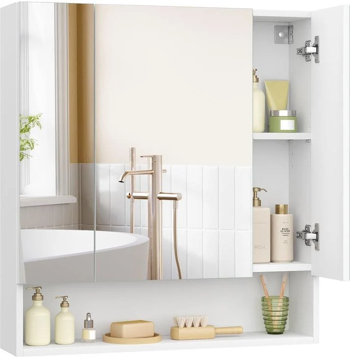 Armoire de salle de bain murale avec étagères réglables 16,5 x 70 x 75 cm design moderne en aggloméré blanc 12_0011588