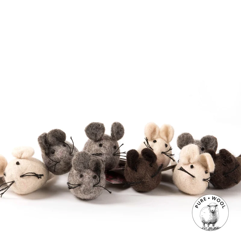 Souris en laine feutrée – 100 % naturelle et faite à la main