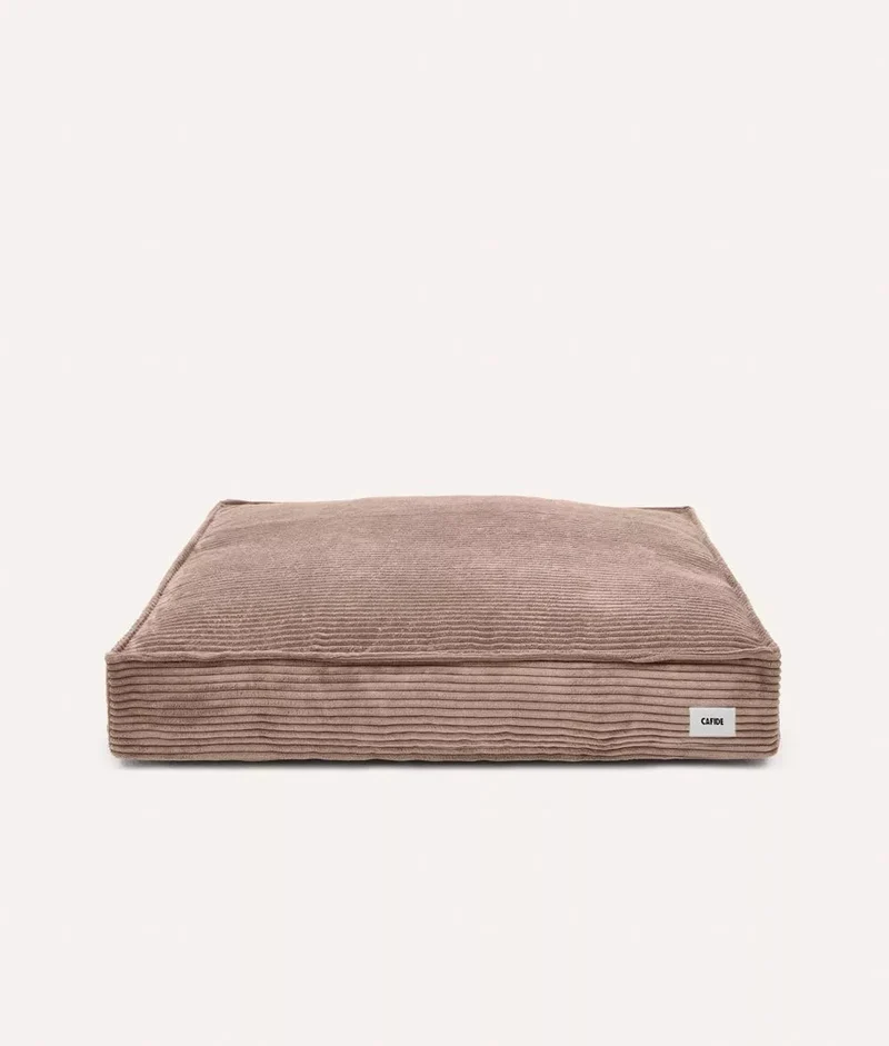 Lit XL carré velours côtelé beige – confort & style durable