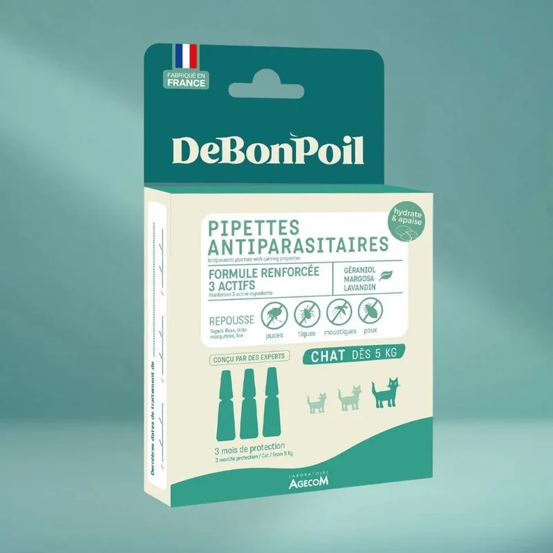 Pipette antiparasitaire naturelle pour chat – 3 mois de protection douce
