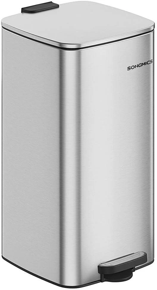 Poubelle de cuisine poubelle 30 l poubelle à pédale en acier avec seau intérieur fermeture douce et maintien en ouverture argent métallique 12_0007225