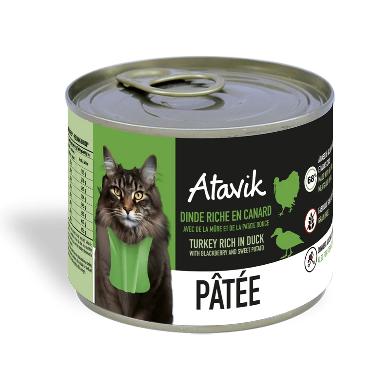 Pâtée pour chat _ Dinde riche en Canard (200g)