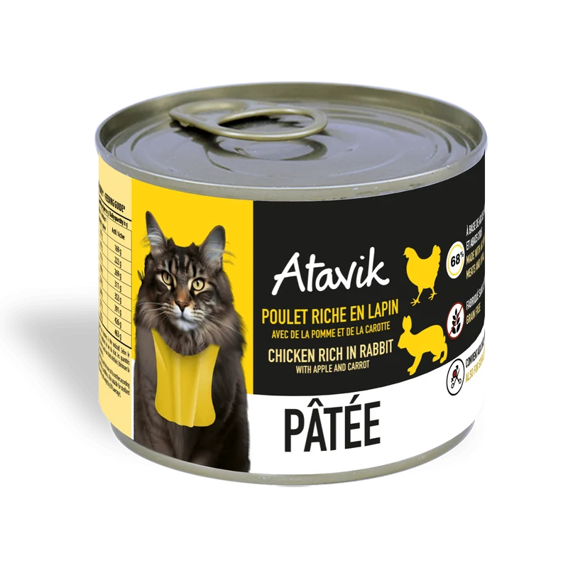 Pâtée pour chat - Poulet riche en Lapin (200g)