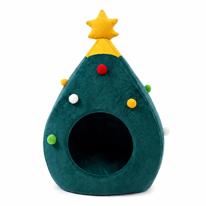 Noël - Niche, lit en forme de Sapin de Noël - MonBeauChatPin™
