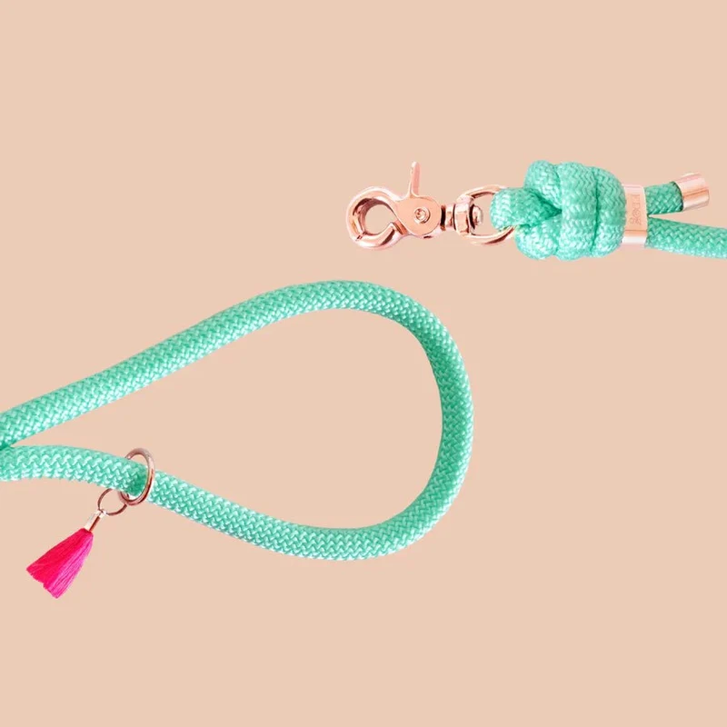 Laisse bandoulière en corde Turquoise