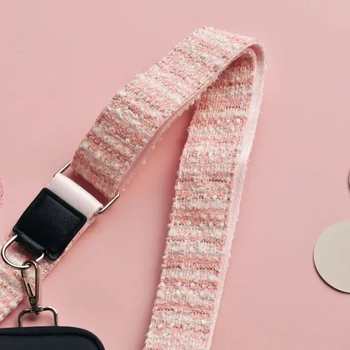 Bandoulière de sac de promenade pour chien – Tweed Texturé Rose