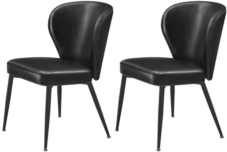 Lot de 2 chaises de salle à manger modernes 55 x 52 x 80,7 cm assise confortable style contemporain en PU noir 12_0011613