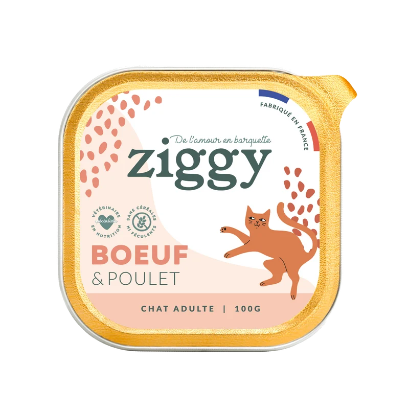 Pâtée pour chat au boeuf et poulet