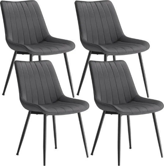 Lot de 4 chaises de salle à manger ergonomiques 57 x 48 x 80 cm capacité 120 kg design moderne en polyester noir 12_0012838