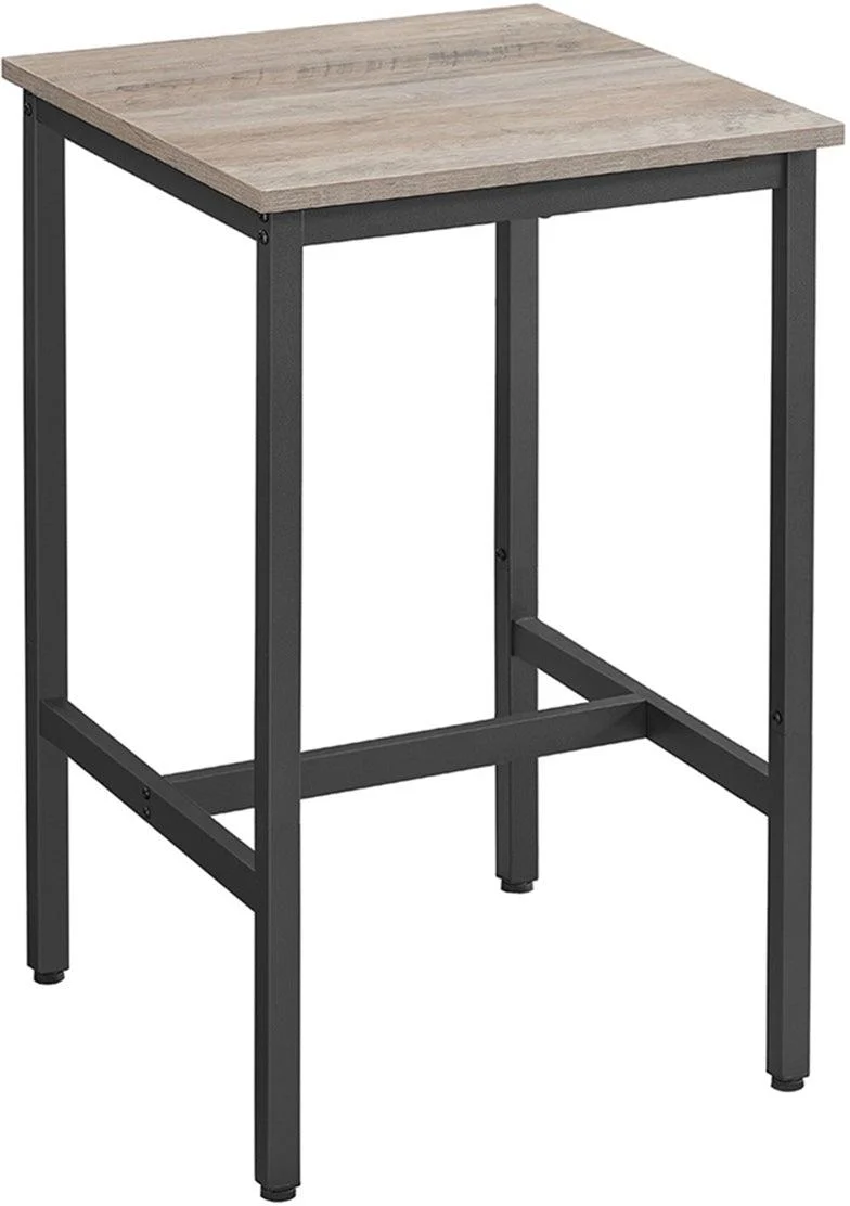 Table haute carrée style industriel montage facile 60 x 60 x 92 cm en panneau d'aggloméré noir 12_0010805