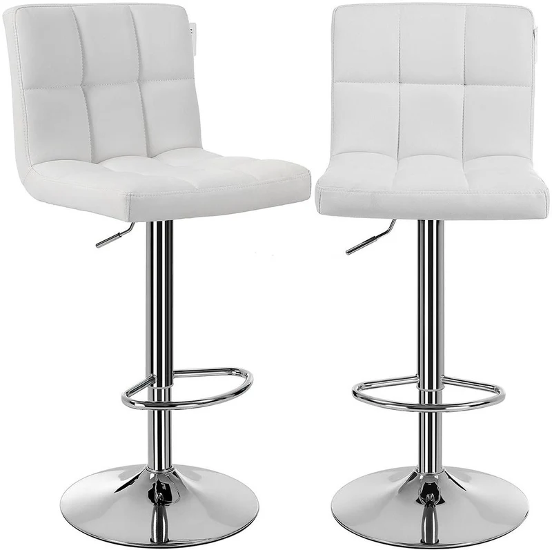 Lot de 2 tabourets de bar réglables confortables design moderne 38 x 44,5 x 95-115 cm en PU blanc 12_0008955
