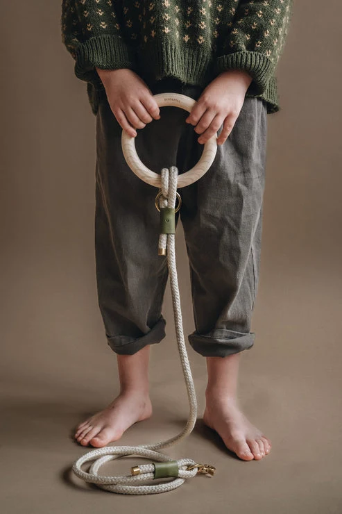 Laisse corde avec anse en bois "Ash" Band & Roll