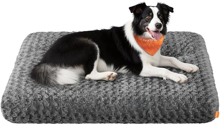 Lit pour chien doux antidérapant 110 x 73 x 10 cm style moderne ambiance cosy en tissu peluche gris ardoise 12_0012393