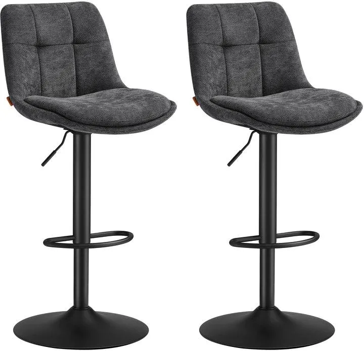 Lot de 2 tabourets de bar réglables hauteur 44 x 48 x 90-112 cm assise confortable style contemporain en acier gris ardoise 12_0011316
