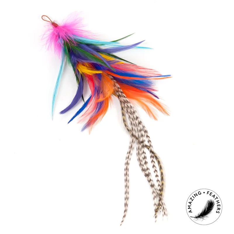 Pendentif pour canne à chat - Bouquet de plumes Brasil en plumes naturelles