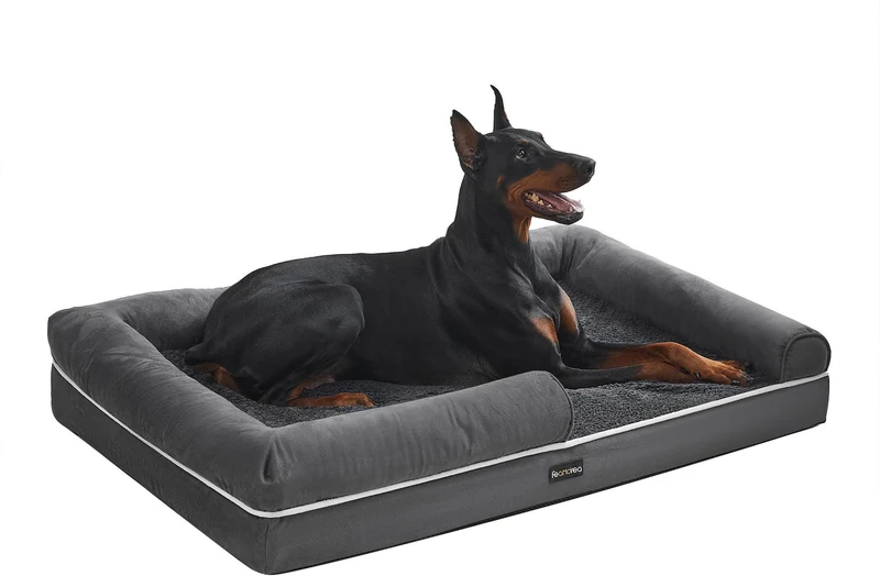 Canapé lit pour animaux orthopédique confortable 120 x 85 x 20 cm style moderne en tissu velours gris foncé 12_0011010