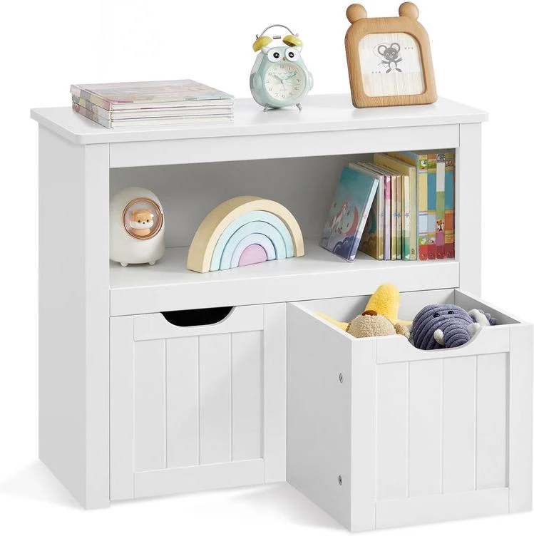 Meuble de rangement pour jouets avec roulettes 102 x 30 x 60 cm pratique design épuré en panneau d'aggloméré blanc 12_0010918
