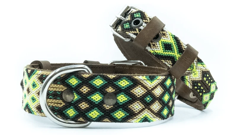 Collier pour chien en cuir brodé Palenque (broderie complète)