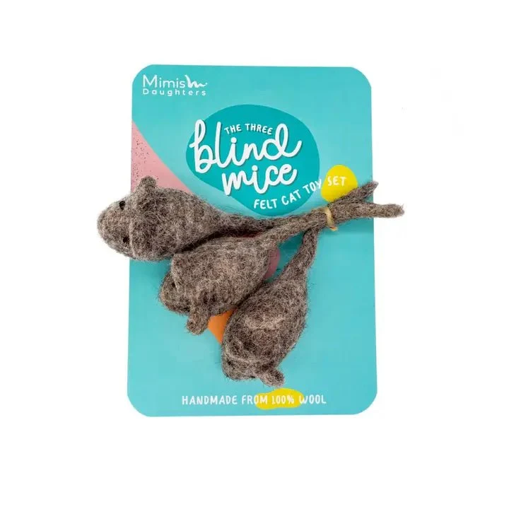 Trio de Souris en Laine Naturelle - Jouet pour Chat
