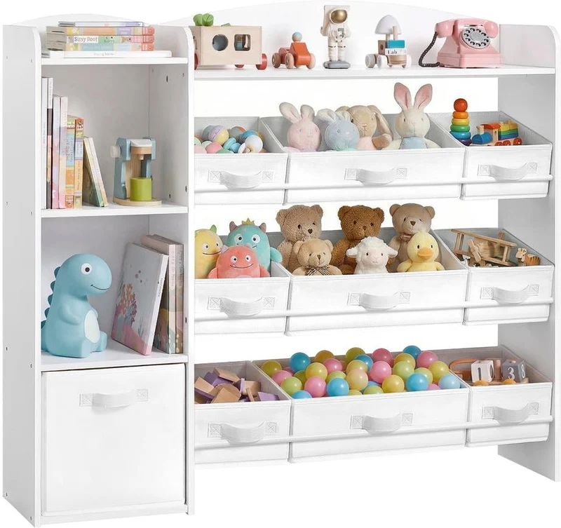 Étagère de rangement pour enfants 30 x 113 x 104 cm 9 paniers ouverts esprit Montessori chambre en MDF blanc 12_0013138