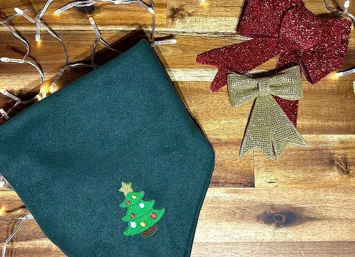 Bandana de Noël Brodé Sapin en feutrine pour Chiens et Chats