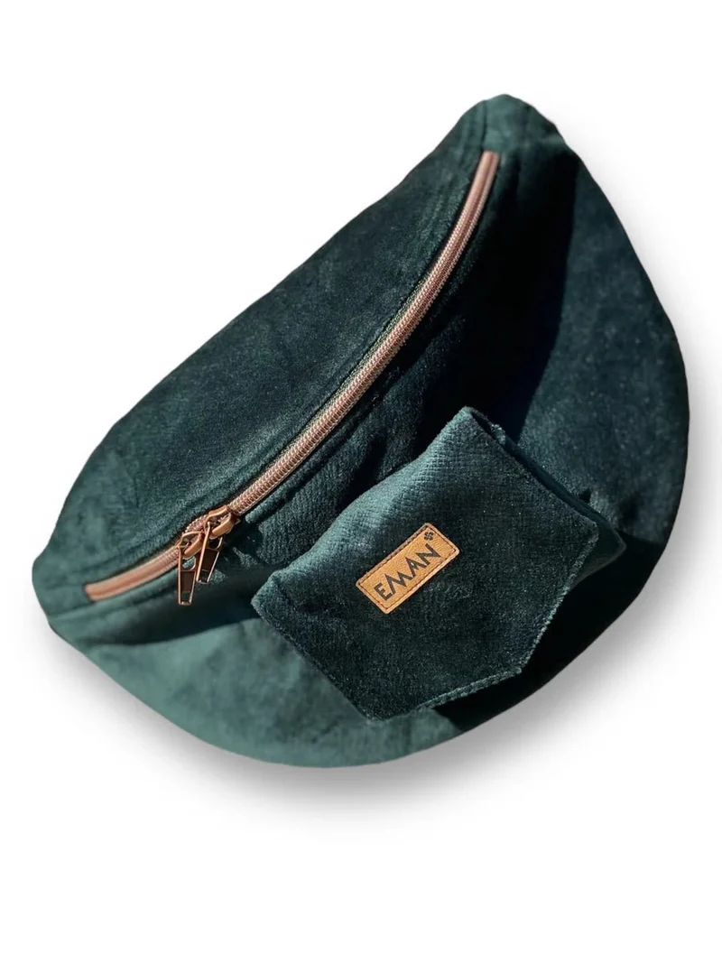 Sac banane balade pour chien - Velours Vert