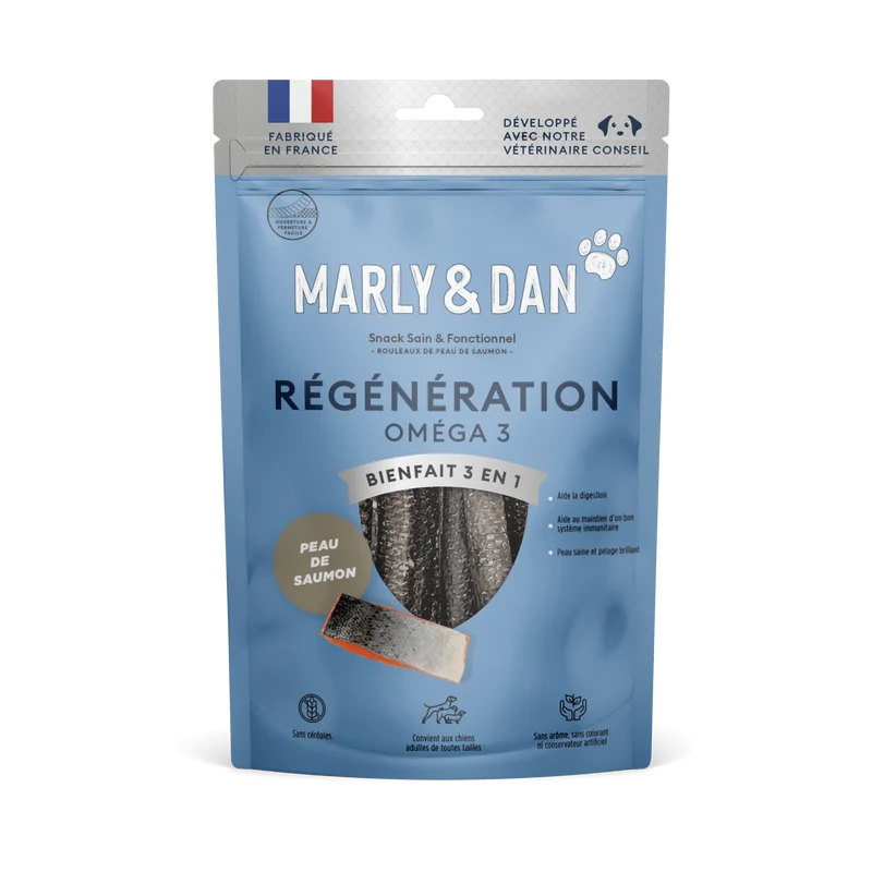 Friandises Rouleaux Peau de Saumon Régénération Pour Chien – Marly & Dan