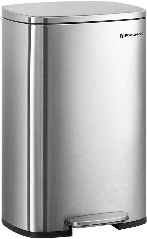 Poubelle de cuisine 50l à pédale avec seau intérieur en plastique couvercle fermeture douce anti-odeur blanc 12_0007185