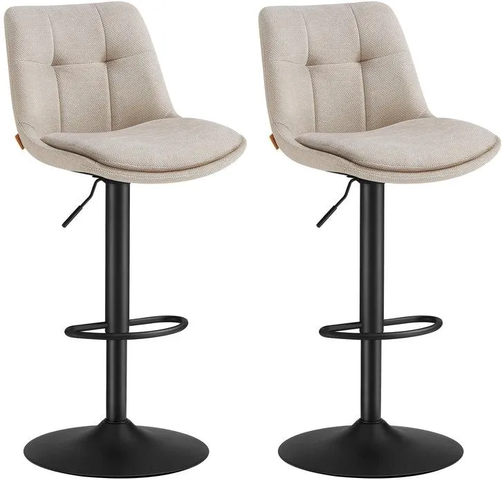 Lot de 2 tabourets de bar pivotants réglables 44 x 48 x 90-112 cm confort matelassé style moderne en contreplaqué blanc crème 12_0011194