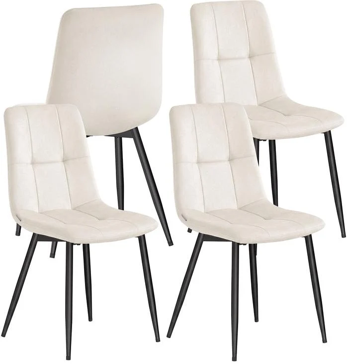 Lot de 4 chaises de salle à manger rembourrées confortables 52 x 43,5 x 82 cm style moderne en velours beige cappuccino 12_0013041