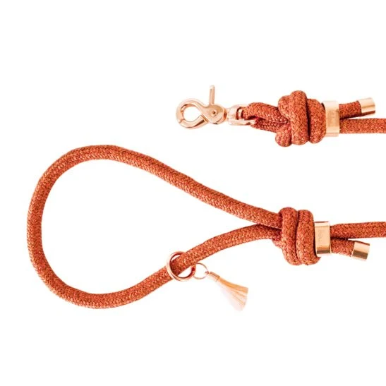 Laisse bandoulière chien corde cuivre mains libres