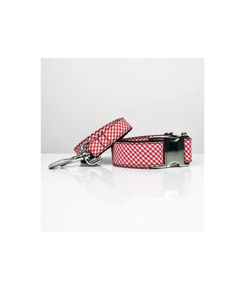 Collier pour chien Vichy rouge Maians