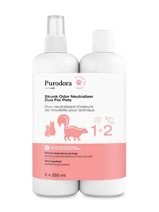 Purodora Duo neutralisant d'odeurs de moufette pour animaux